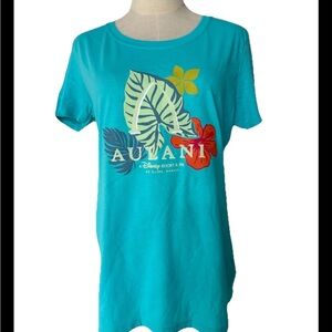 Aulani Disney Resort & Spa Hawaii Women’s Aqua Flora small Blouse Short Sleeve,